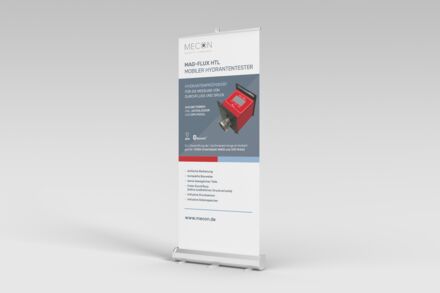 Rollup Display zeigt ein Produkt der Durchflussmesstechnik